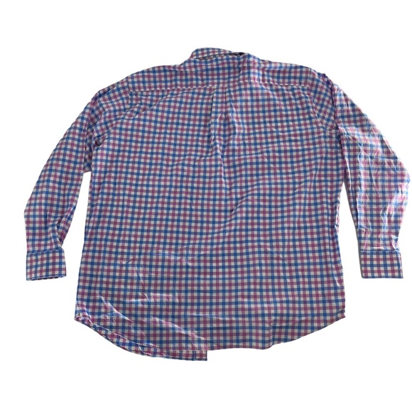 Peter Millar Shirt Mens XL‎ Purple Blue White Gingham Plaid Button Up Cotton EUC - Picture 8 of 8
